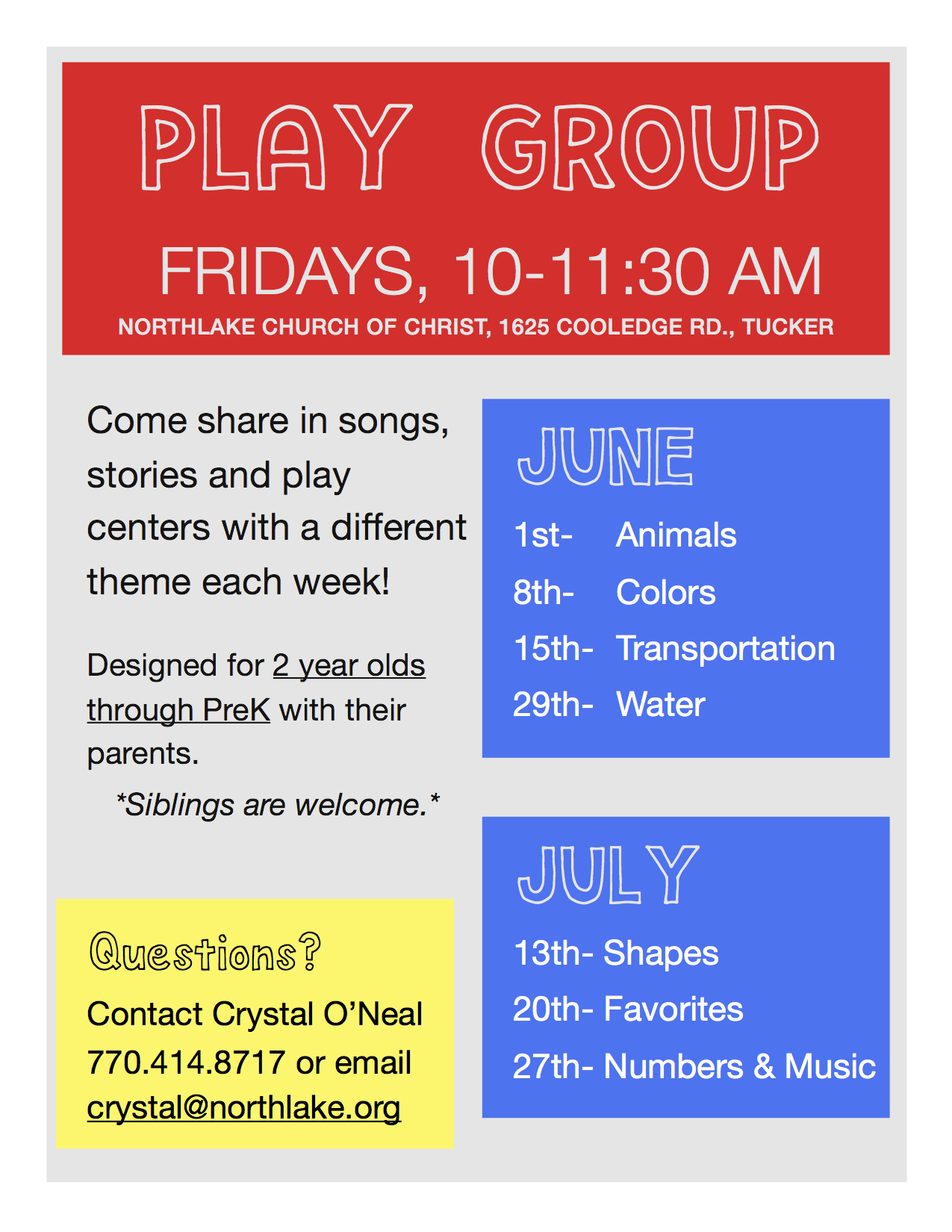 Play Day Flyer 2018 Summer